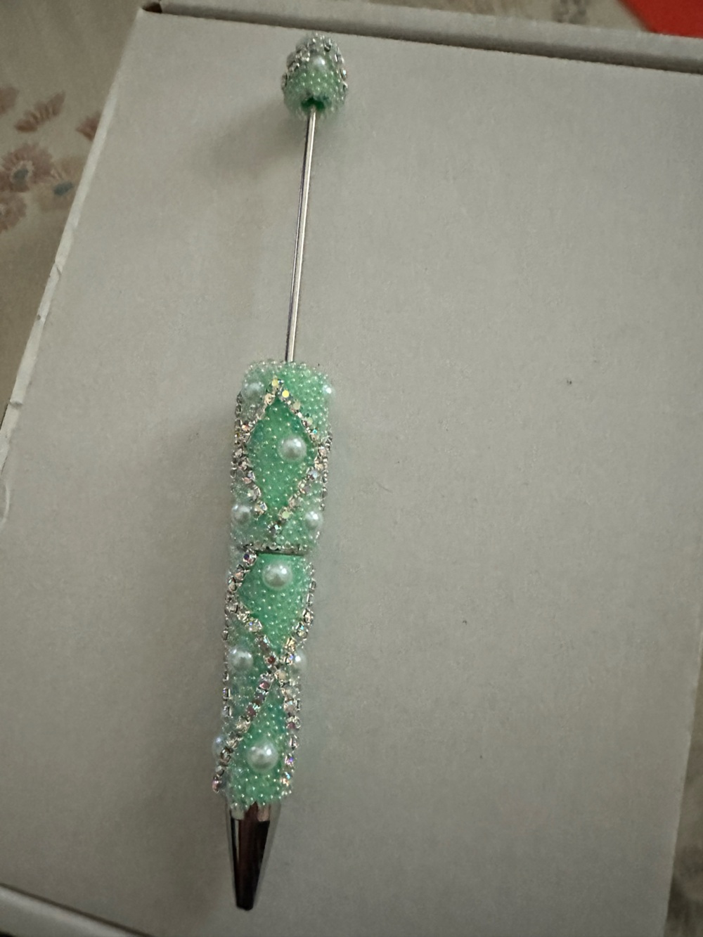 Handcrafted Mint Green Crystal Pearl Stick Make it pretty with your beads